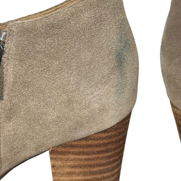 Franco Sarto Destiny Leather Suede Woven Chunky High Heels Shoes Booties sz 9.5 - Picture 4 of 16